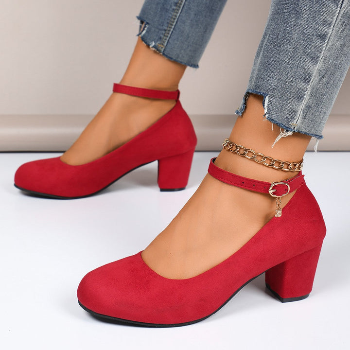 Damen Blockabsatz-Pumps mit verstellbarem Riemen und elegantem Stil Echoarchiv