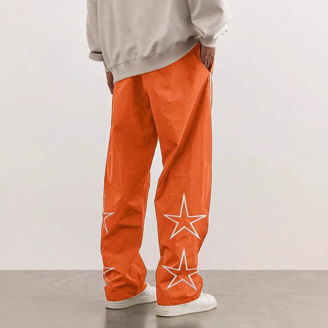Herren Lockere Cargo-Hose mit stylischen Sternapplikationen Echoarchiv