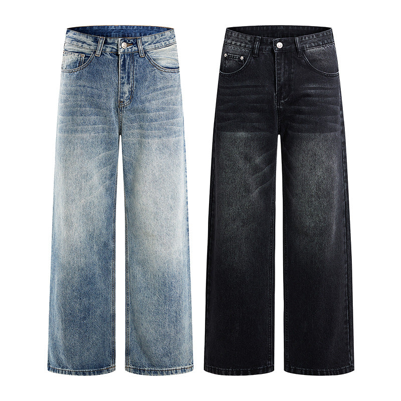 Damen High-Waist Weitbein-Jeans aus Denim mit Vintage-Waschung Echo Archiv