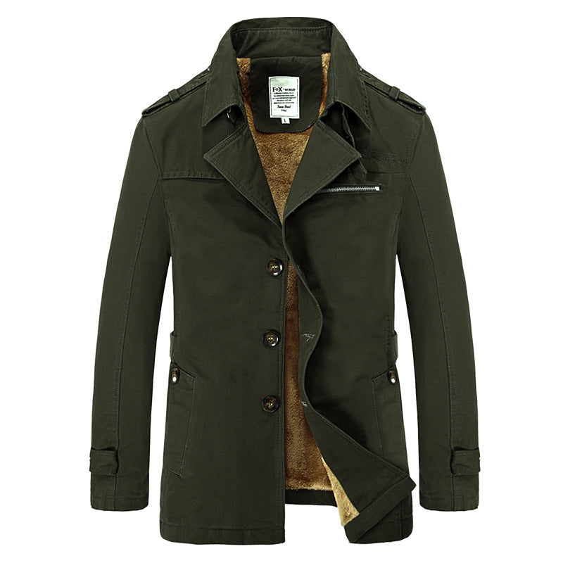 Herren Kurzer Fieldcoat mit Sherpa-Innenfutter, Epauletten und Reißverschluss-Brusttasche – Taviero