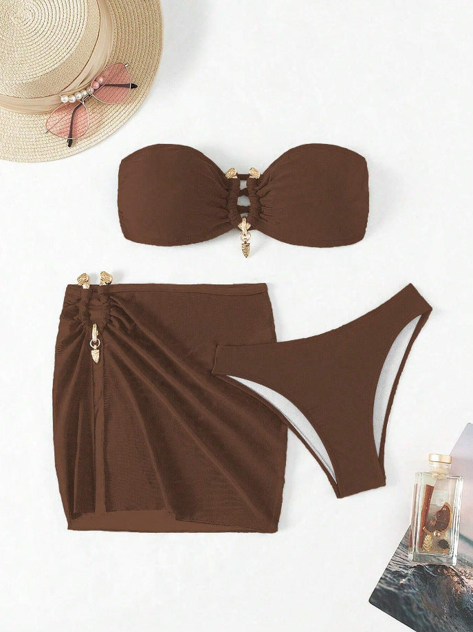 Damen Bandeau-Bikini-Set mit eleganter Rock-Overlay Echo Archiv