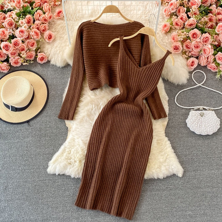 Damen Modisches Strickkleid- und Oberteil-Set Echo Archiv