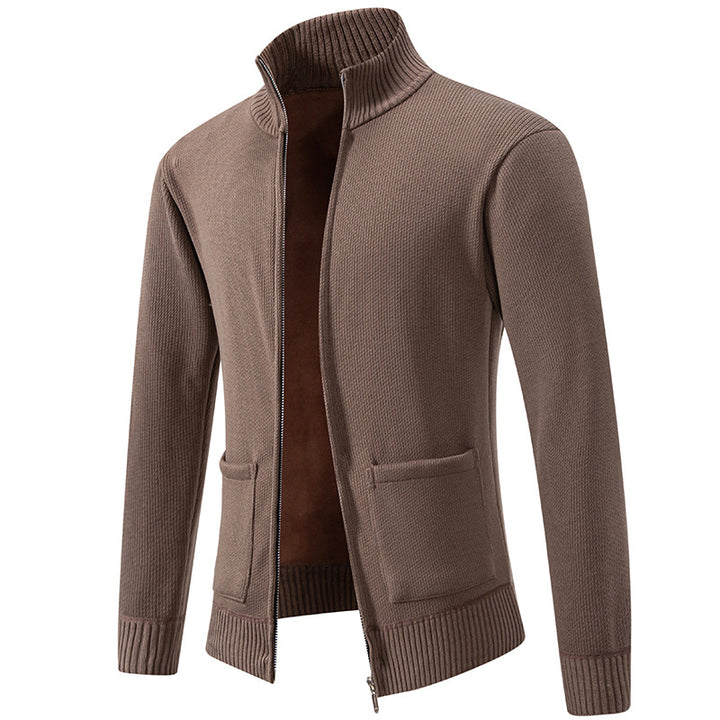 Herren nan feinstrukturierter Reißverschluss-Strickcardigan mit Stehkragen und aufgesetzten Taschen Echo Archiv