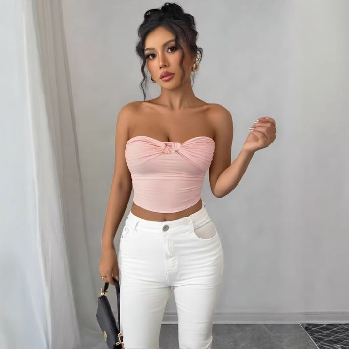 Damen Bandeau Crop-Top mit Knoten-Design Echo Archiv