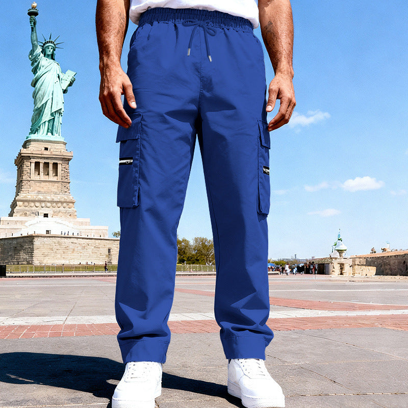 Herren Cargo-Freizeithose mit elastischem Bund, Tunnelzug & Zip-Taschen – Bravaro