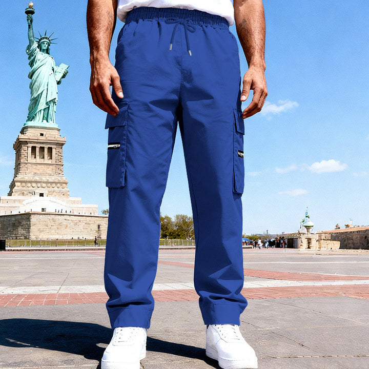 Herren Cargo-Freizeithose mit elastischem Bund, Tunnelzug & Zip-Taschen – Bravaro