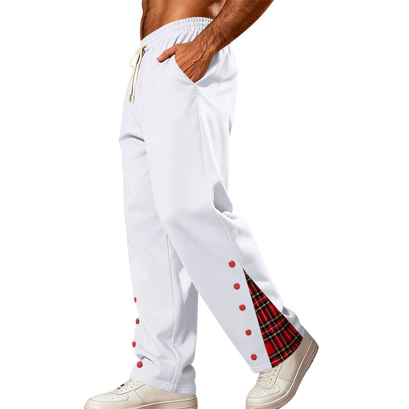 Herren Lockere Jogginghose mit Karo‑Einsatz und Druckknopf‑Details Echoarchiv