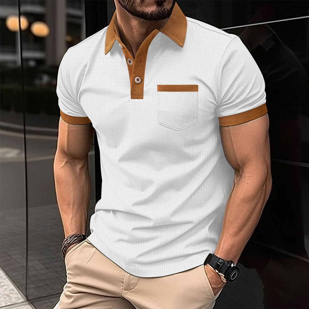 Herren Polohemd mit kontrastierendem Kragen und Brusttasche Echoarchiv