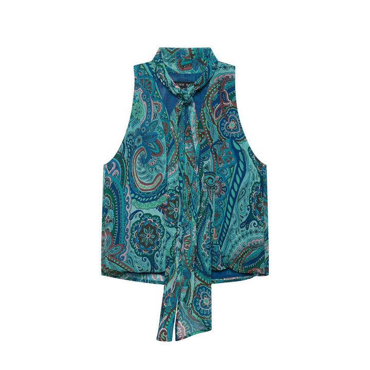 Damen Maxirock mit Paisley-Print, leichtem Fall, Plissee-Details und Taillengürtel Echo Archiv