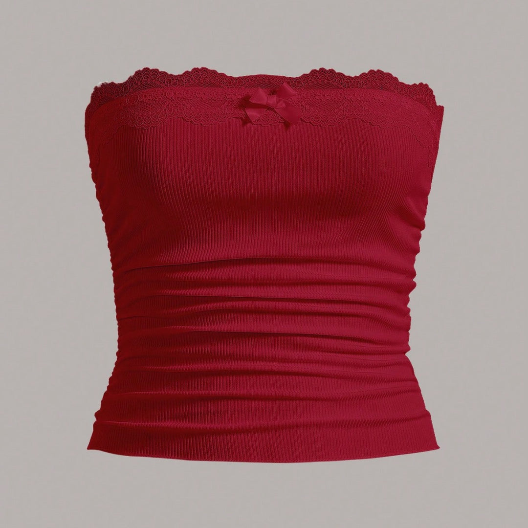 Damen Bandeau-Oberteil mit Spitzenbesatz und figurbetontem Schnitt Echo Archiv