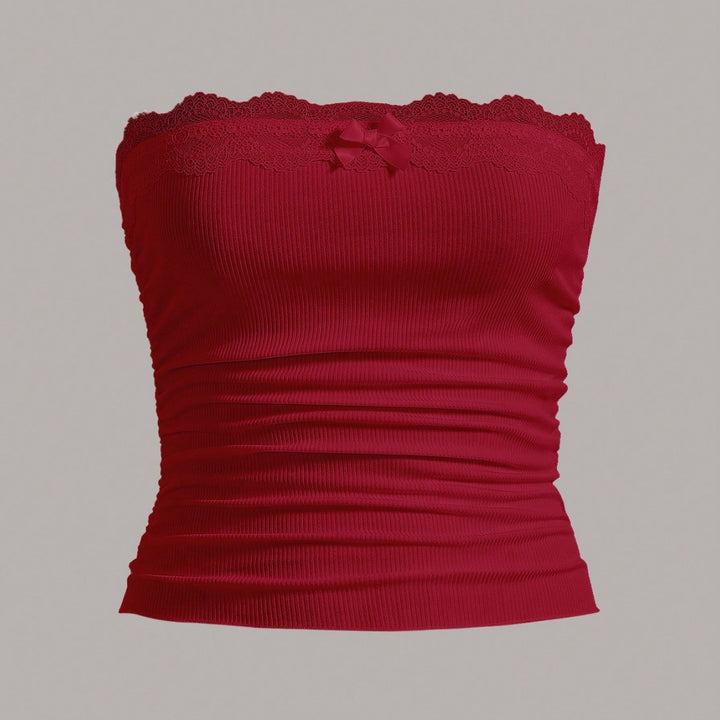Damen Bandeau-Oberteil mit Spitzenbesatz und figurbetontem Schnitt Echo Archiv