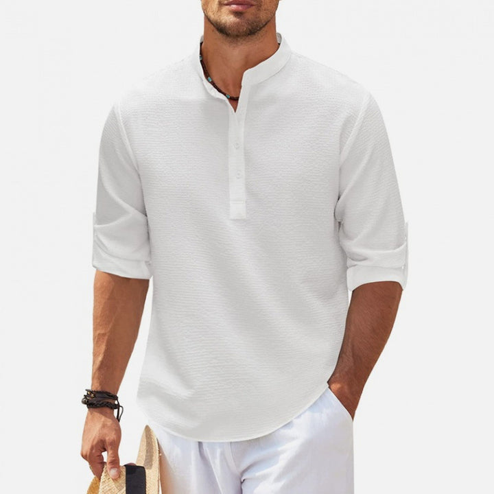 Herren lässiges Hemd mit Knopfleiste und strukturiertem Design Echoarchiv