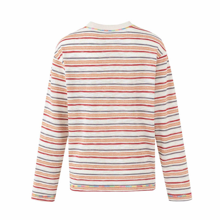 Damen Leichtes gestreiftes Langarm-Strickshirt mit Rundhalsausschnitt Echoarchiv