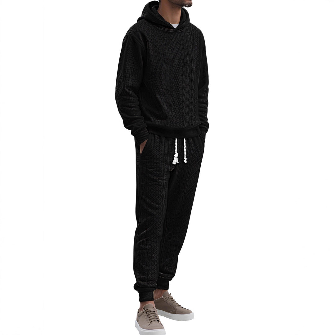 Herren Strukturierter Lounge-Set mit Kapuzenpullover und Jogginghose Echoarchiv