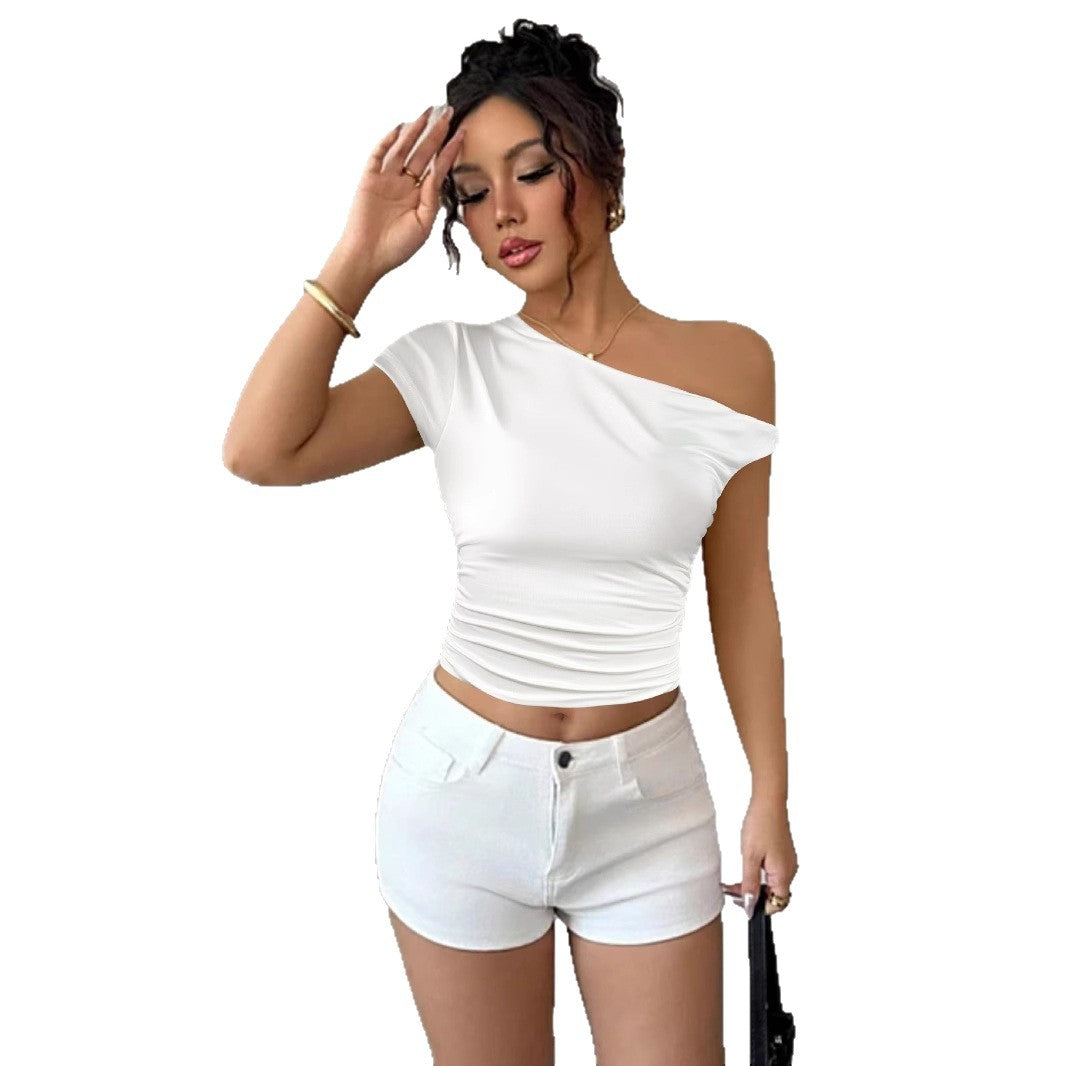 Damen Off-Shoulder Shirt mit Raffung und tailliertem Schnitt Echo Archiv