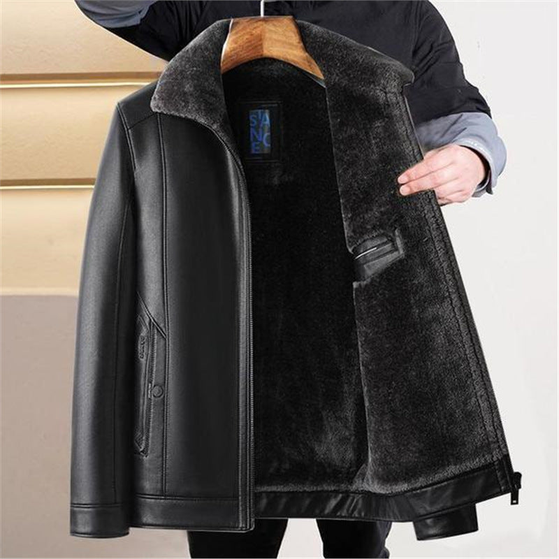 Herren Schaffellgefütterte Echtlederjacke mit Thermofutter und Stehkragen Echoarchiv