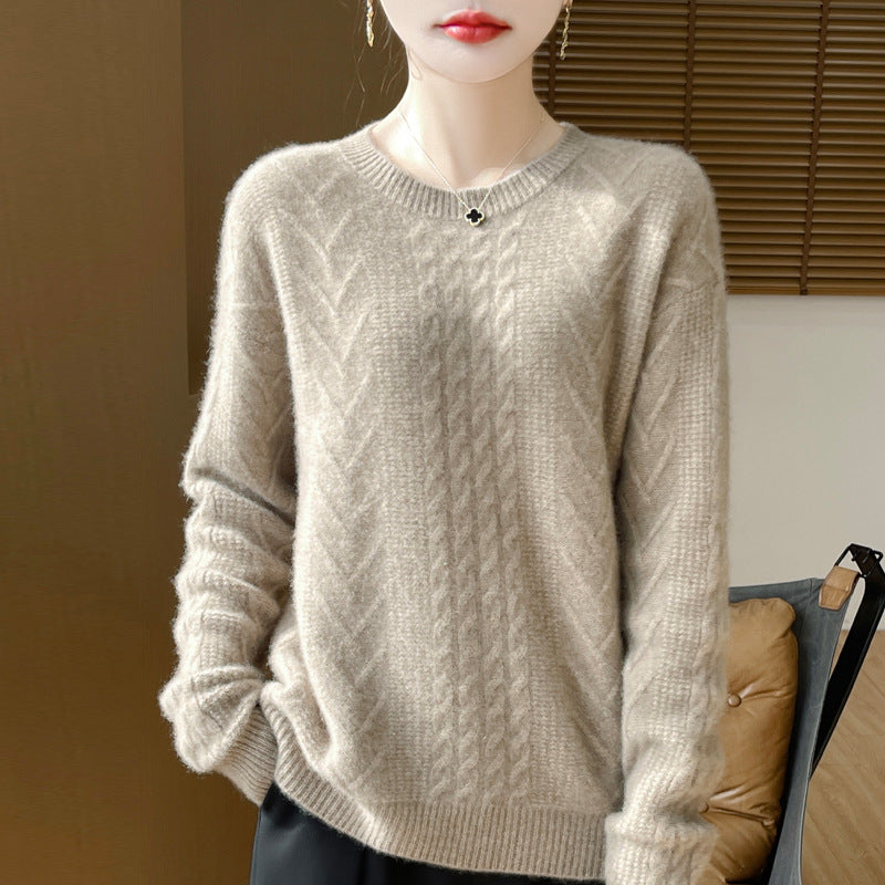 Damen Kurzpullover mit Zopfmuster, Rundhals und kaschmirähnlicher Weichheit Echoarchiv