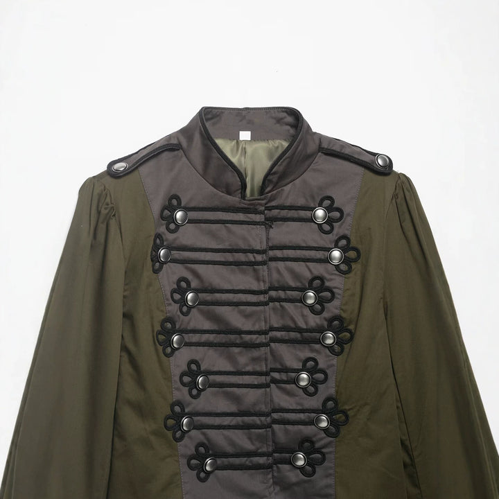 Damen Militärinspirierte Kurzjacke mit Zierkordeln, Stehkragen und Epauletten Echo Archiv