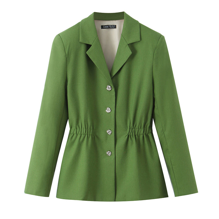 Damen Taillierter Blazer mit elastischem Taillenzug und dekorativen Schmuckknöpfen Echo Archiv