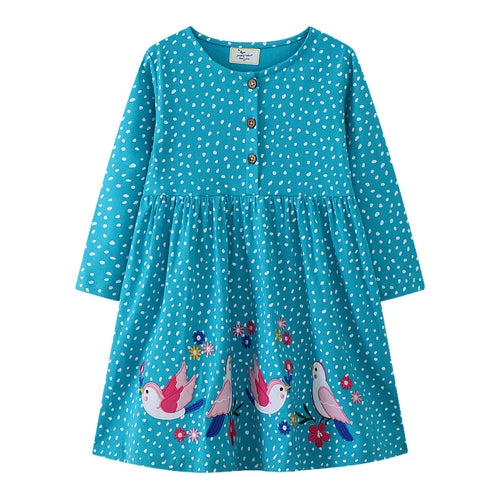Mädchen Langarmkleid mit verspieltem Vogel-Design Echo Archiv