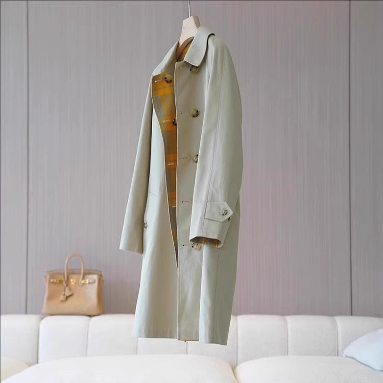 Damen Eleganter Trenchcoat mit doppelter Knopfleiste aus hochwertigem Material Echoarchiv