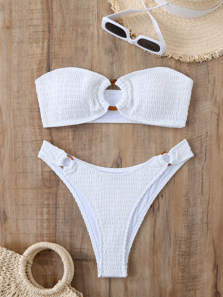 Damen Bikini-Set mit strukturiertem Bustier-Oberteil und hochgeschnittenen Bottoms Echo Archiv