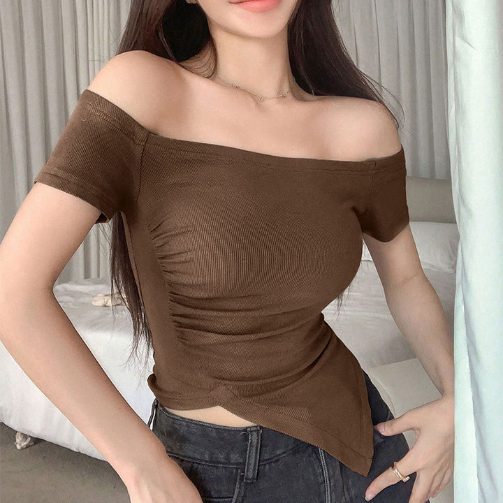 Damen asymmetrisches Crop-Top mit Raffung und einseitigem Schulterdesign Echo Archiv