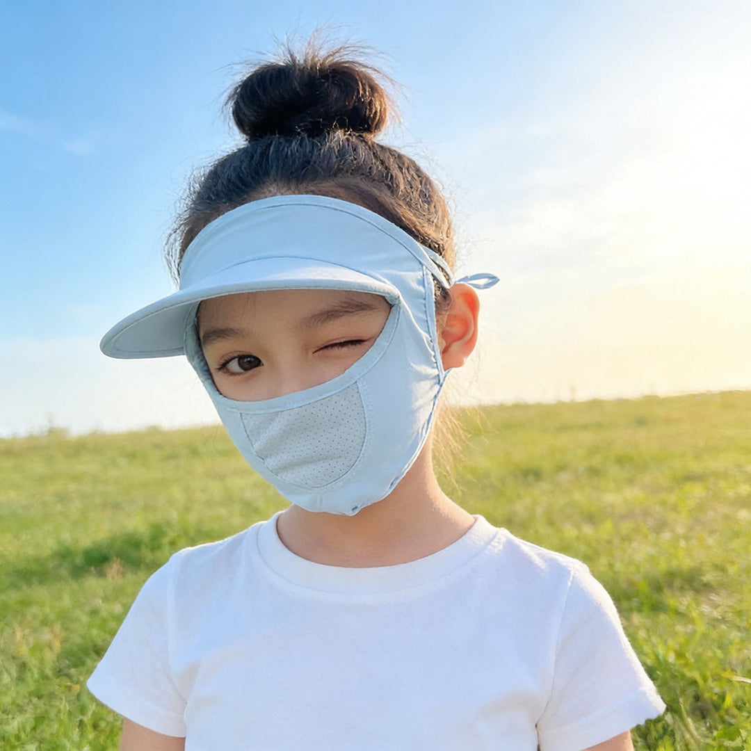 Unisex nan Kinder-Sonnenvisier mit integrierter atmungsaktiver Gesichtsmaske, verstellbarem Nackengurt und perforierter Kinnpartie  Echo Archiv