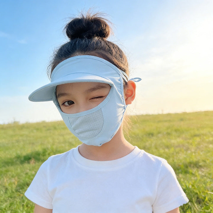 Unisex nan Kinder-Sonnenvisier mit integrierter atmungsaktiver Gesichtsmaske, verstellbarem Nackengurt und perforierter Kinnpartie  Echo Archiv
