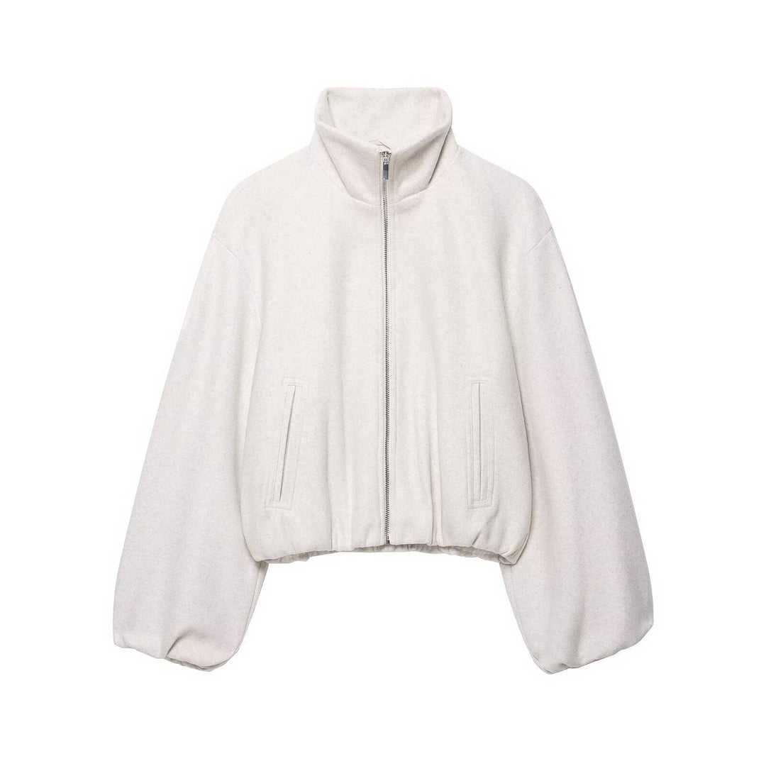 Damen Oversized Kurzblouson mit Stehkragen, Reißverschluss und elastischem Saum Echo Archiv