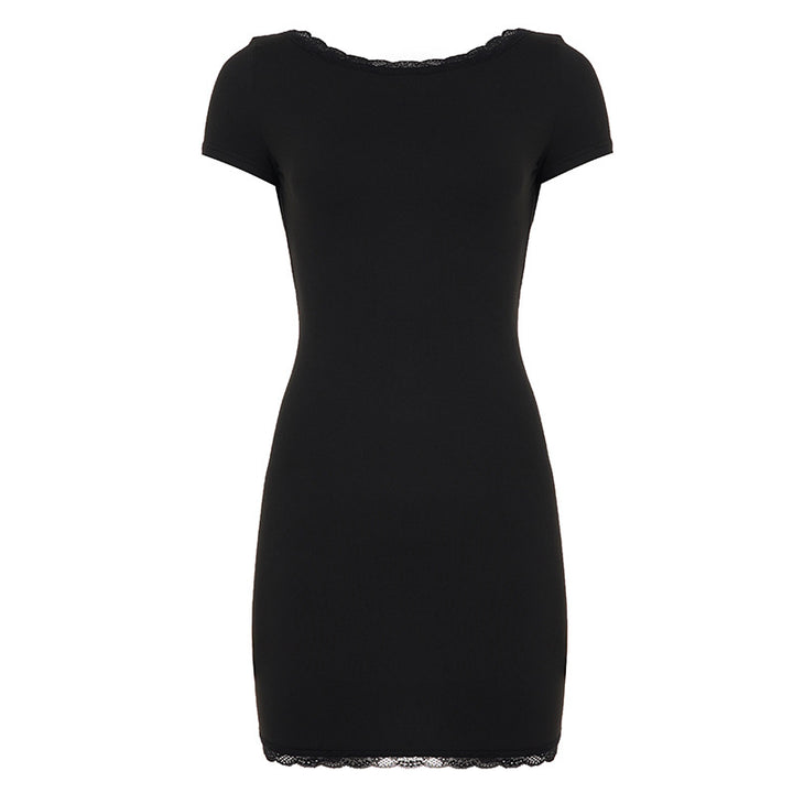 Damen Schickes Kurzarmkleid mit Spitzenbordüre Echo Archiv