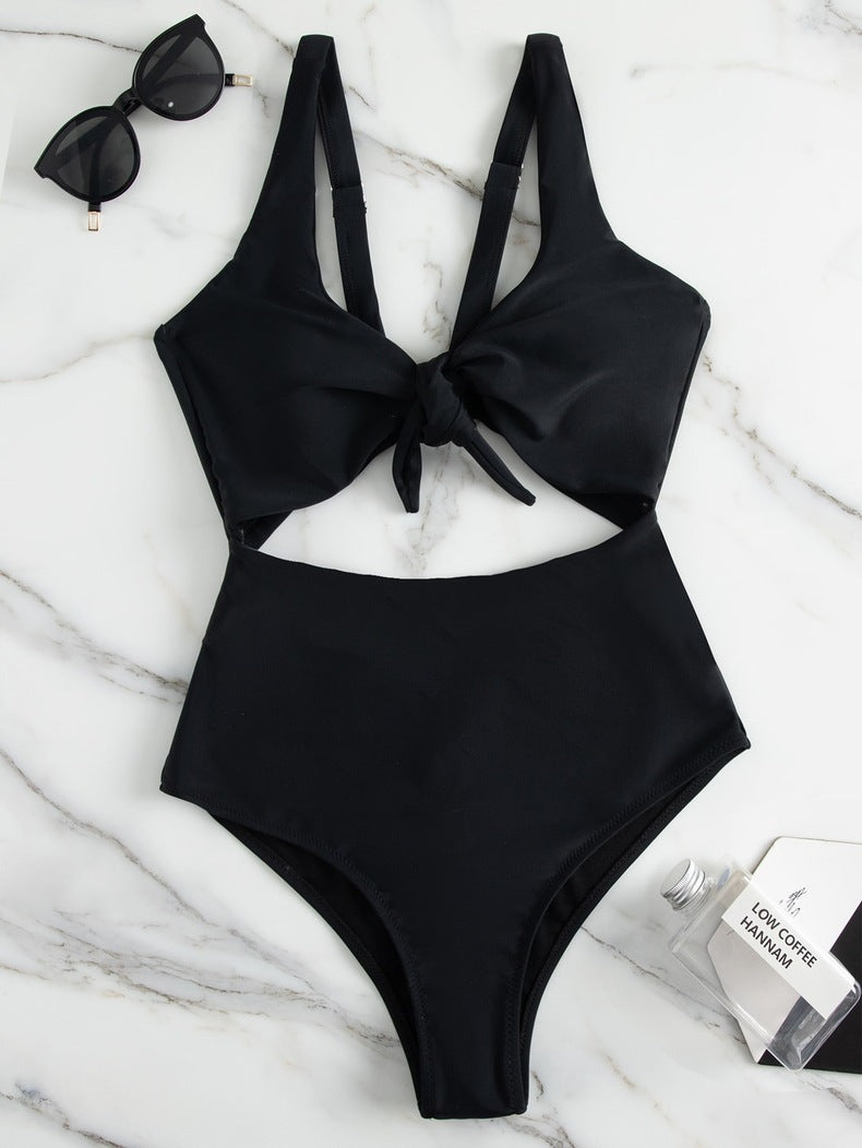 Damen Hochtaillierter Bikini mit verstellbaren Trägern und Knotendetail Echo Archiv