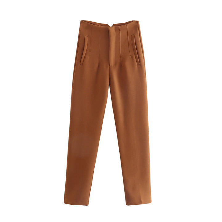 Damen Hochtaillierte tapered Anzughose mit Bügelfalte und Paspeltaschen Echo Archiv