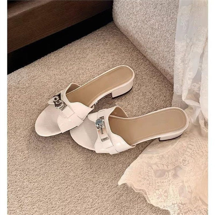 Damen elegante Croc‑Patent‑Mules mit kleinem Blockabsatz Echo Archiv