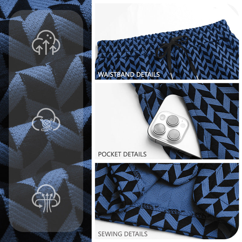Damen nan Jacquard-Shorts mit elastischem Komfortbund, Tunnelzug und Fischgrätmuster Echo Archiv