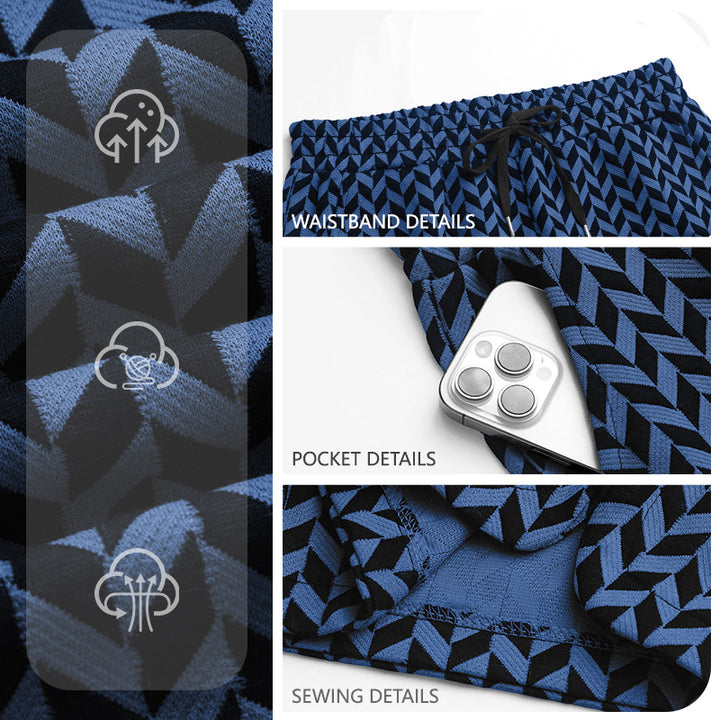 Damen nan Jacquard-Shorts mit elastischem Komfortbund, Tunnelzug und Fischgrätmuster Echo Archiv