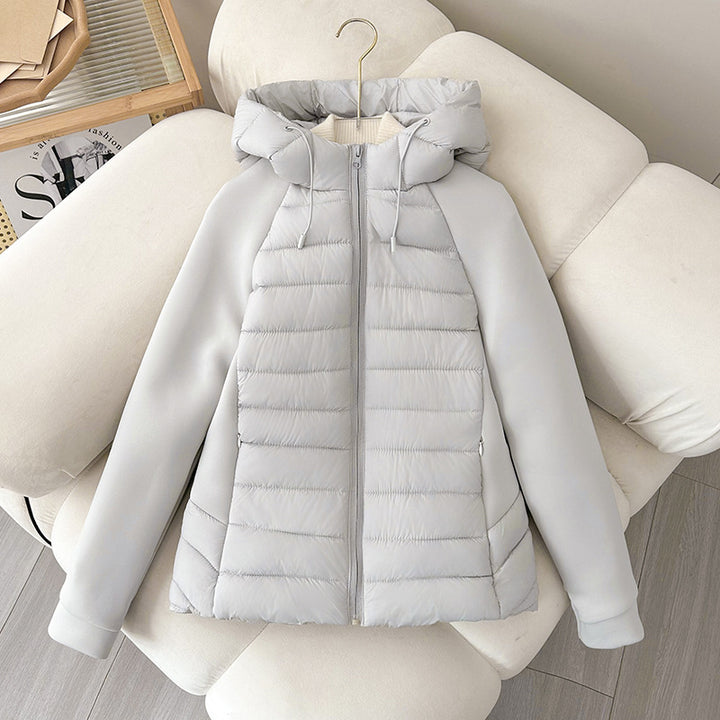 Damen Leichtgewichtige Hybrid-Pufferjacke mit Kapuze und Softshell-Ärmeln Echo Archiv