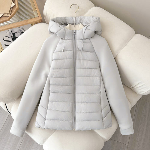 Damen Leichtgewichtige Hybrid-Pufferjacke mit Kapuze und Softshell-Ärmeln Echo Archiv