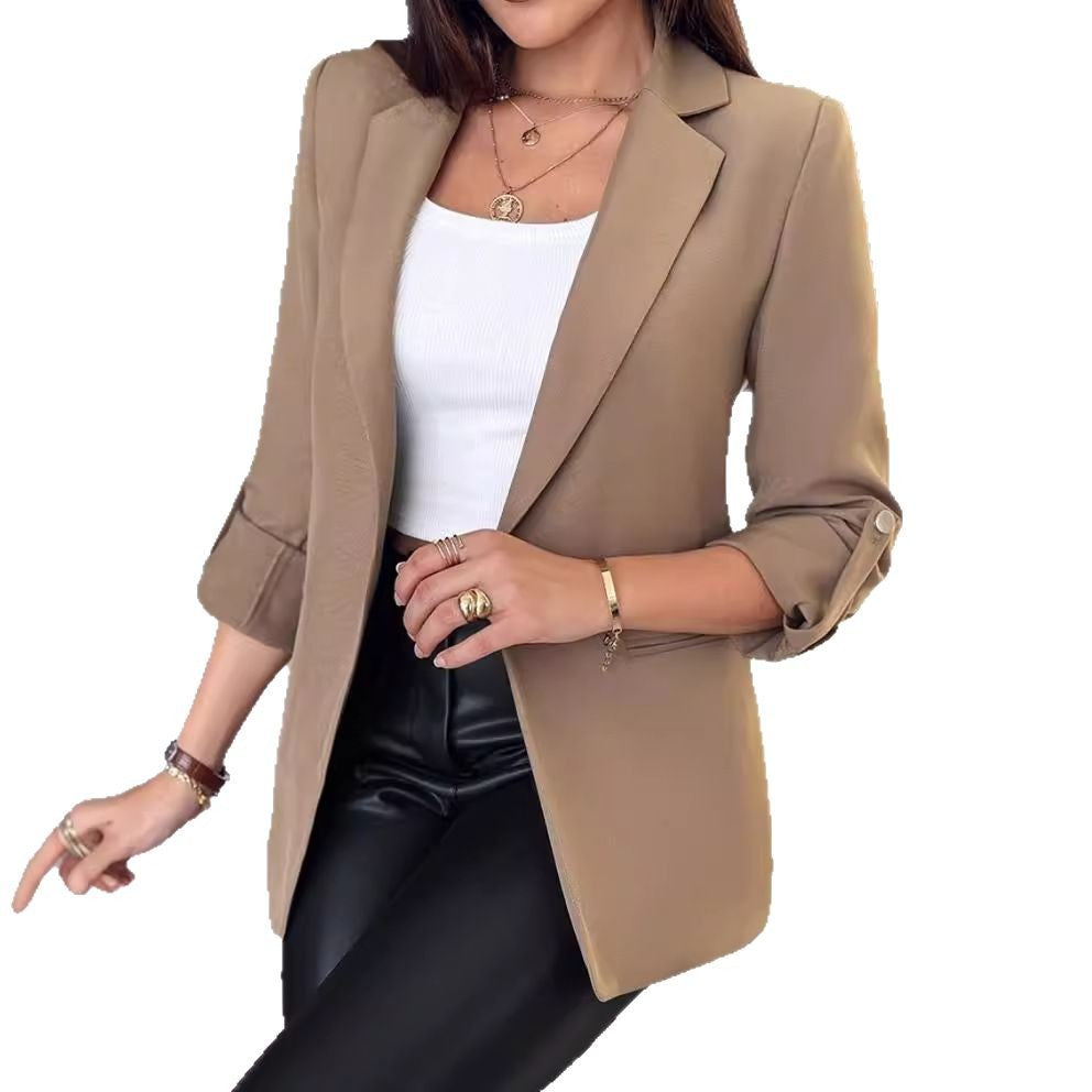 Damen nan taillierter Longblazer mit aufgekrempelten Ärmeln, Reverskragen und schlanker Silhouette Echo Archiv
