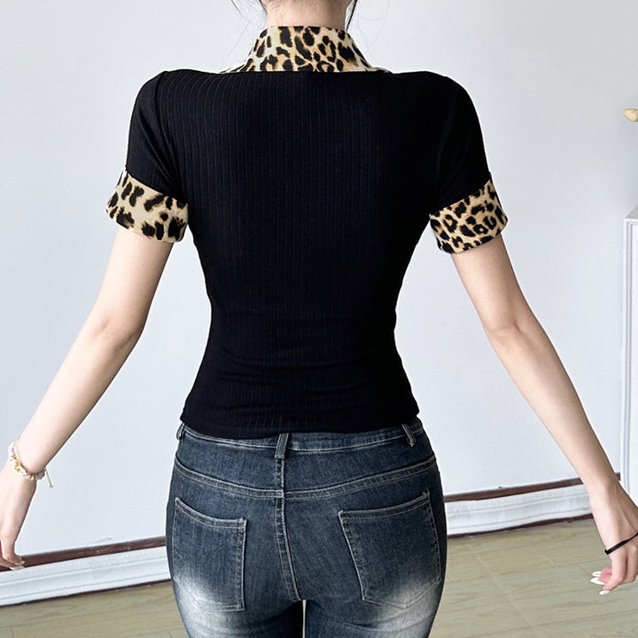 Damen Poloshirt mit Leopardenmuster-Details Echo Archiv