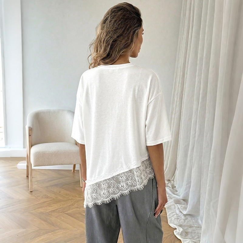 Damen Elegantes T-Shirt mit Spitzenrand Echo Archiv