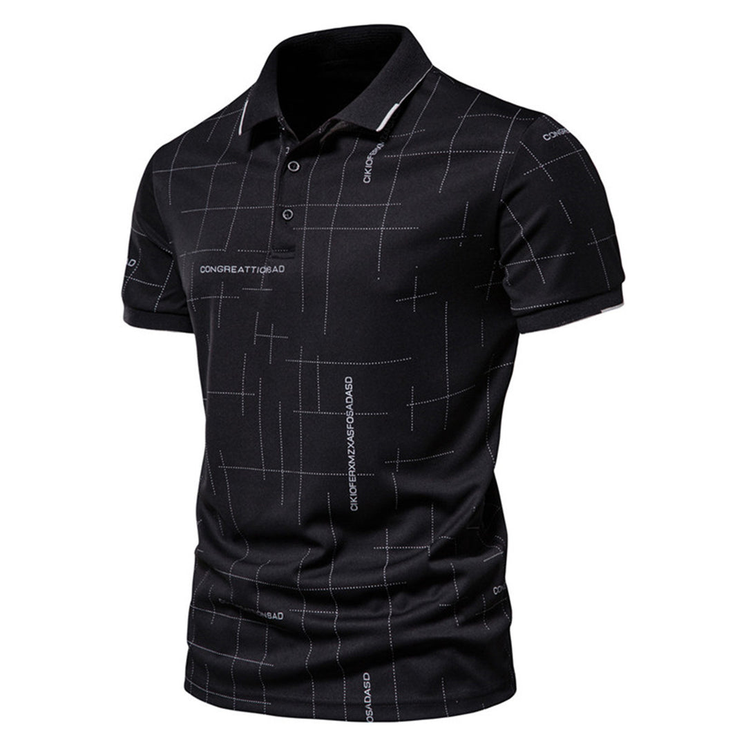 Herren Poloshirt mit modernem grafischen Druck und atmungsaktiven Eigenschaften Echoarchiv