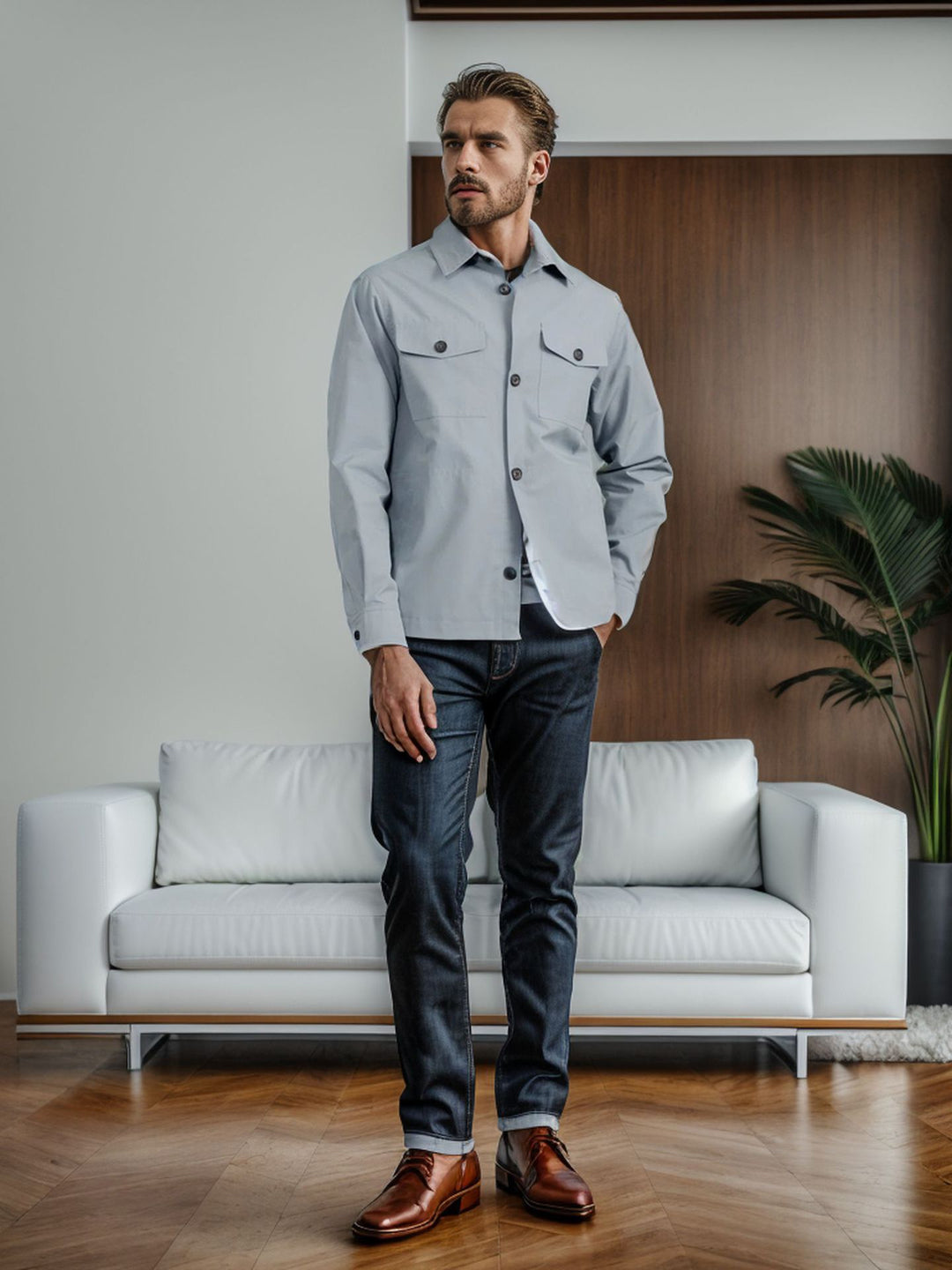 Herren lässige vielseitige Sommerjacke mit praktischen Brusttaschen und regulierbarem Bund Echoarchiv