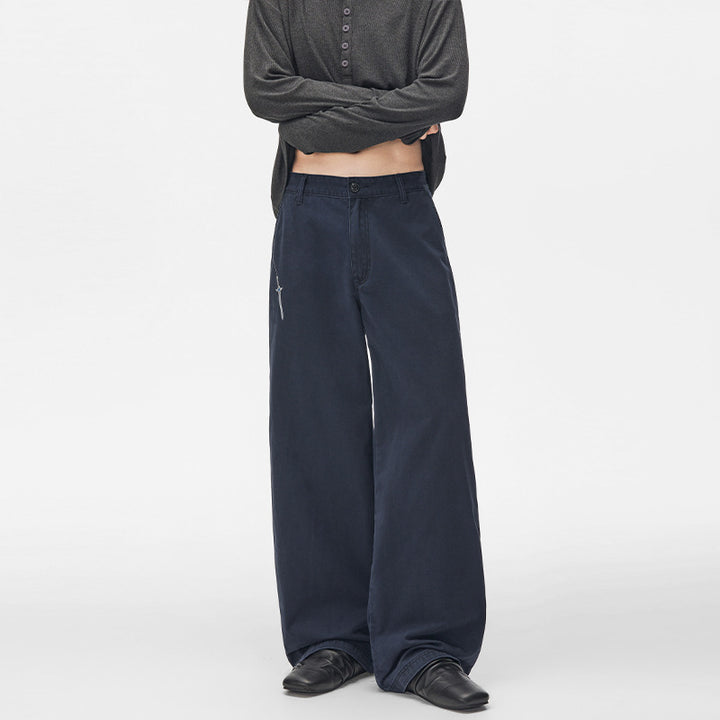 Herren Extraweite Baumwoll‑Twill Baggyhose mit tiefem Schritt und Karabineranhänger Echo Archiv