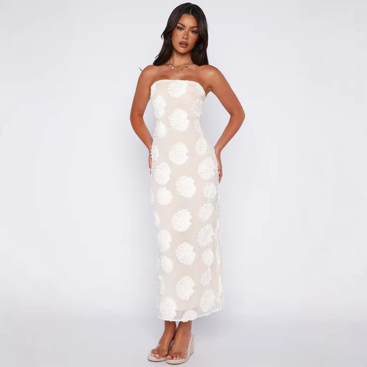 Damen Strapless Maxikleid mit floralen 3D-Applikationen Echo Archiv