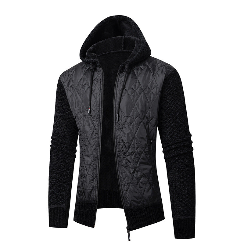 Herren nan gesteppte Kapuzenjacke mit wattierter Front, Strickärmeln und Teddyfutter Echo Archiv