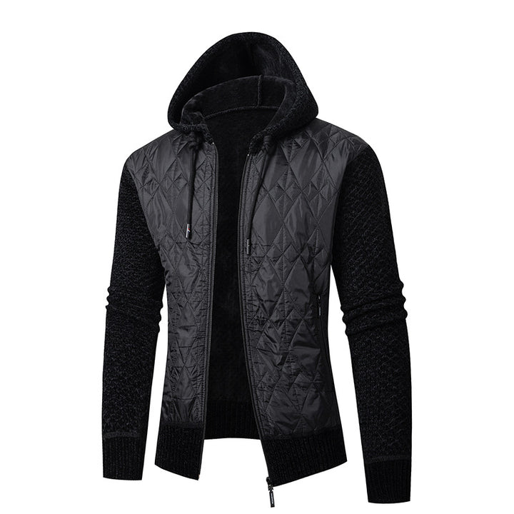 Herren nan gesteppte Kapuzenjacke mit wattierter Front, Strickärmeln und Teddyfutter Echo Archiv