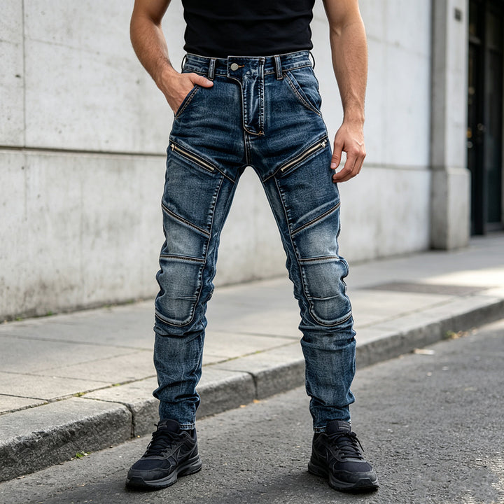 Herren Modische Jeans mit Reißverschluss-Details Echoarchiv