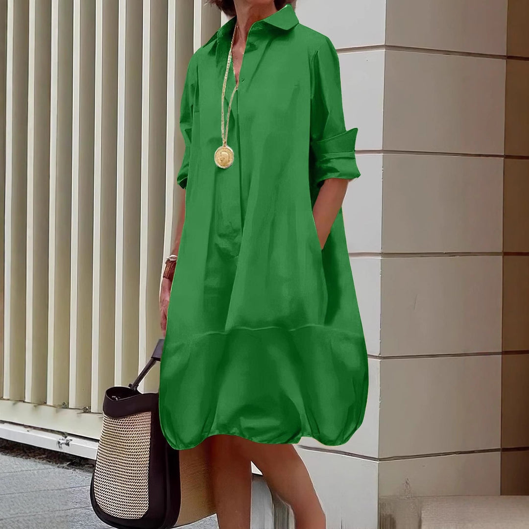 Damen Lässiges Hemdblusenkleid mit weit geschnittenem Saum Echoarchiv