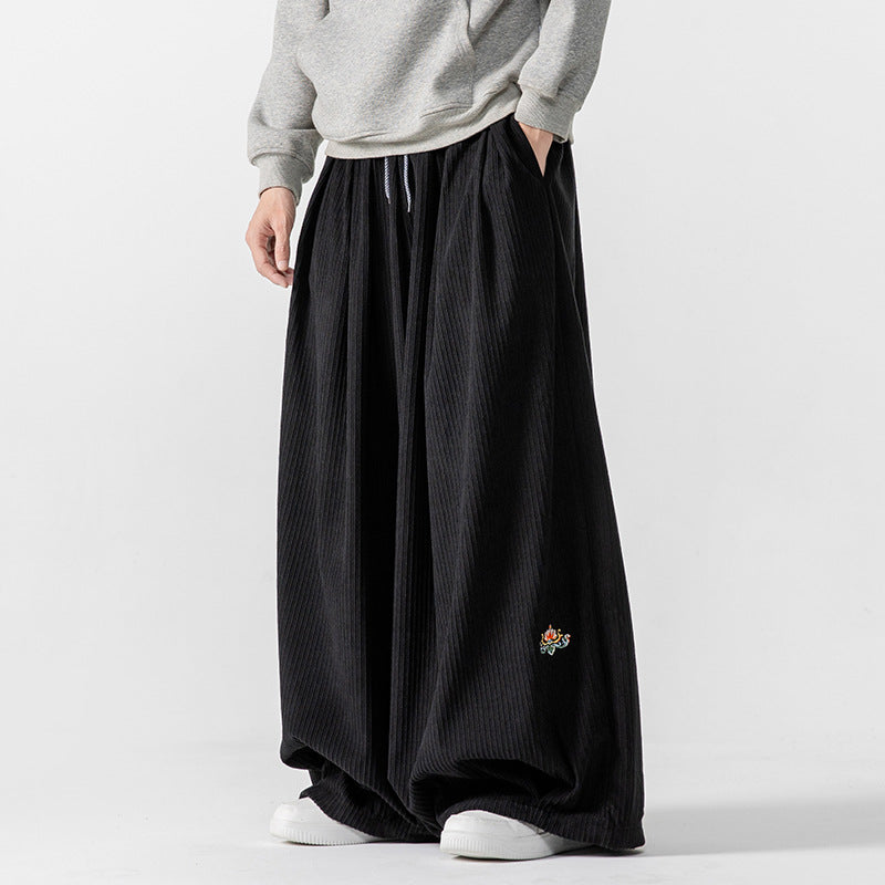 Herren Extraweite Plissée-Hose mit Rippstruktur und Tunnelzug Echo Archiv